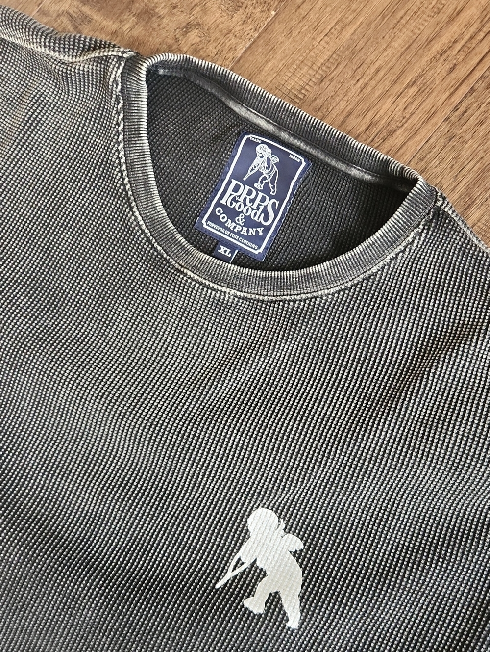 PRPS Black Heather Crew Sweatshirt with White Logo
